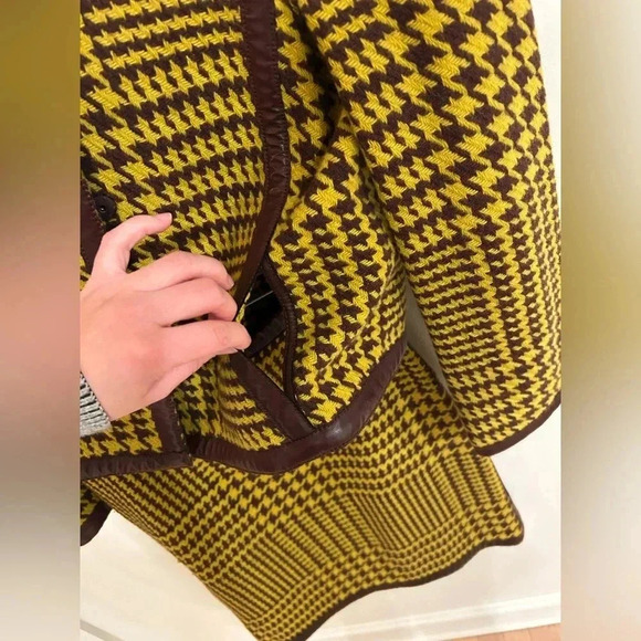 VTG PHILOSOPHY DI ALBERTA FERRETTI Wool houndstooth leather Skirt Jacket Set S - Picture 9 of 16